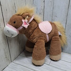 Gund Brown 12"t Pony Pink Gingham Saddle Plush Stuffed Horse BabyToy